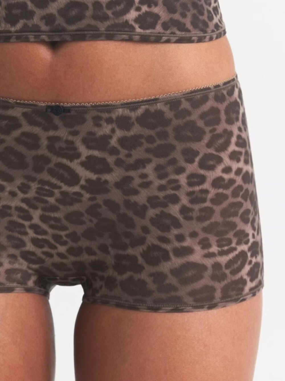 NEW SKIMS Fits Everybody Picot Boy Shorts Umber Leopard Large NWT